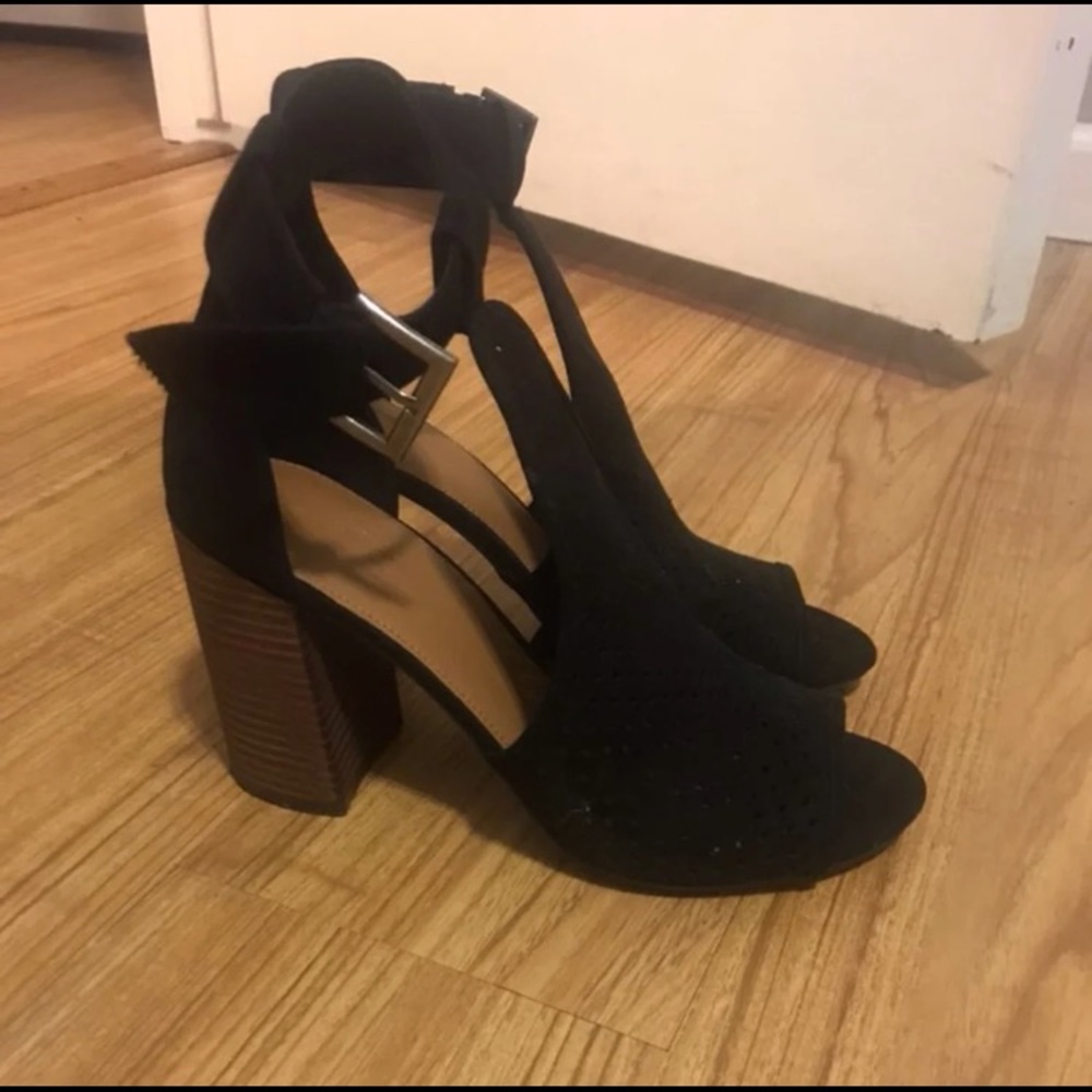 Black Suede Block Heels